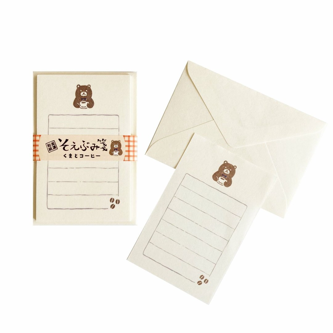 Furukawa Paper Mini Letter Set - Bear And Coffee