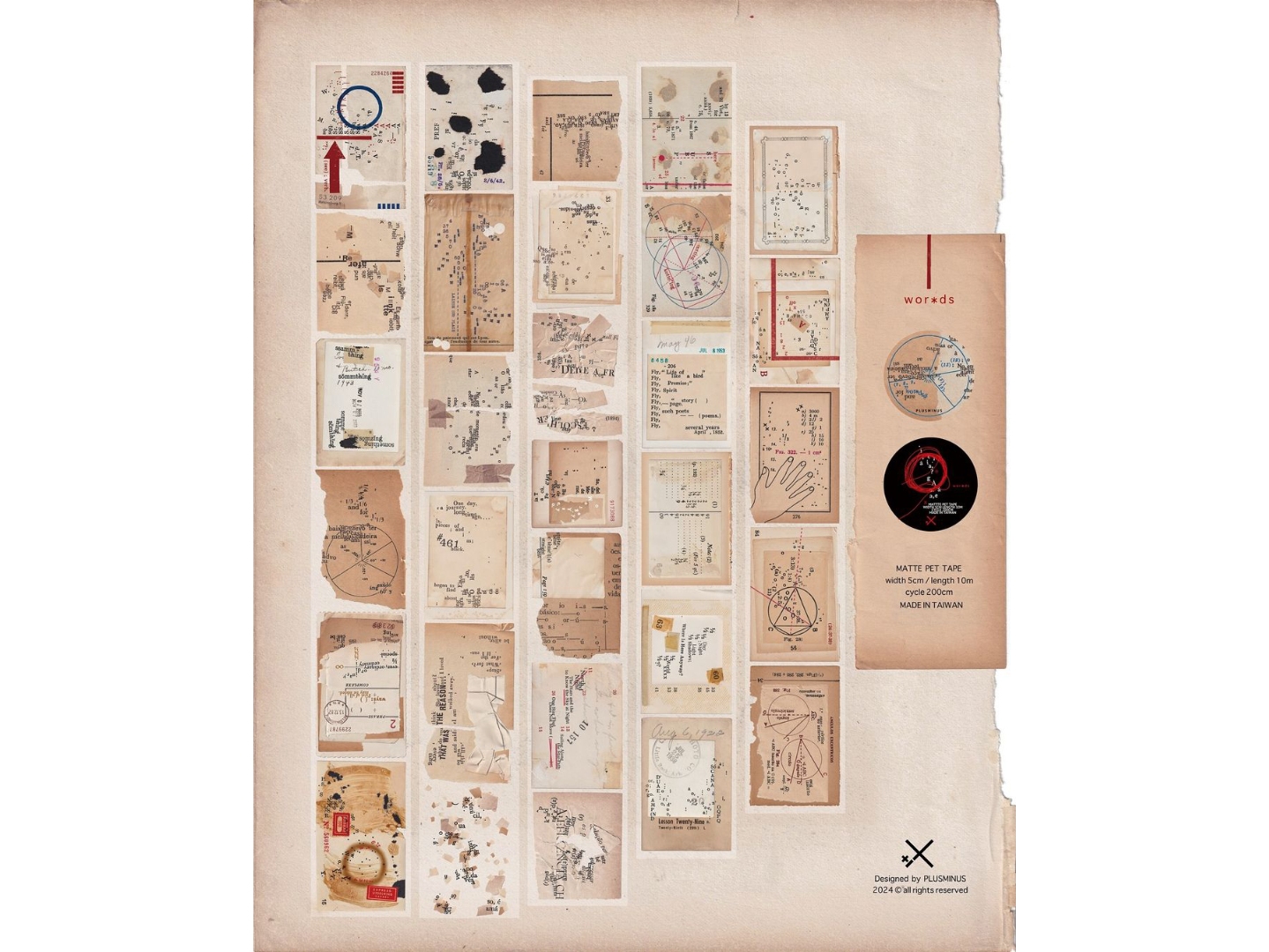 Plus Minus Matte PET Tape - Words