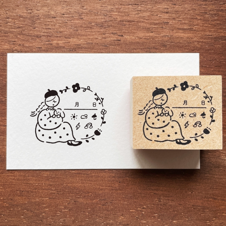 Stamp Marche Girl Rubber Stamp - Weather Flower Frame