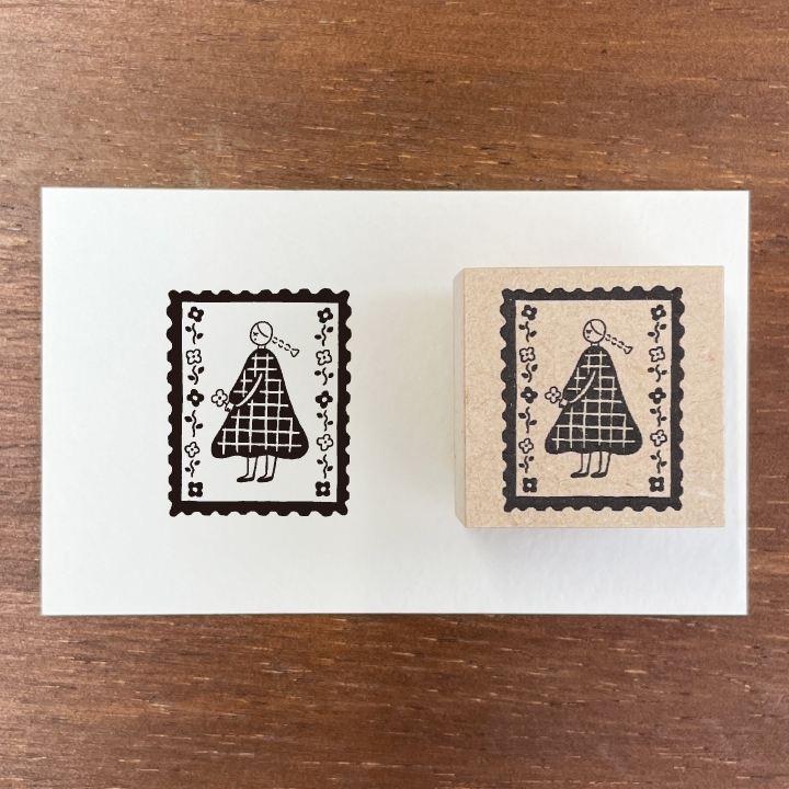 Stamp Marche Girl Rubber Stamp - Square Frame