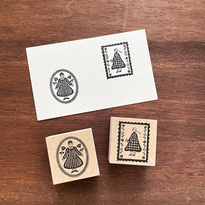 Stamp Marche Girl Rubber Stamp - Square Frame