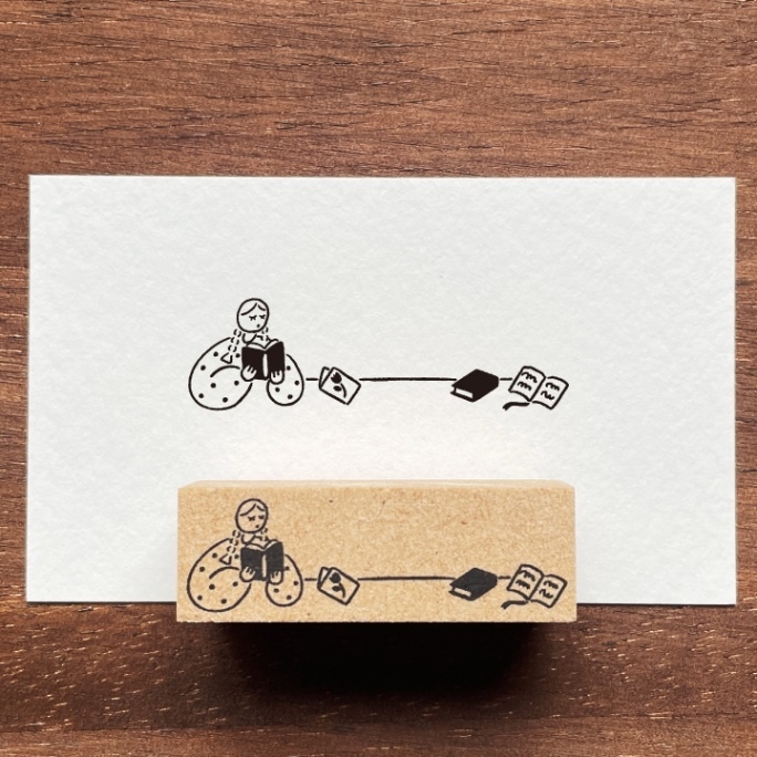Stamp Marche Girl Rubber Stamp - Reading