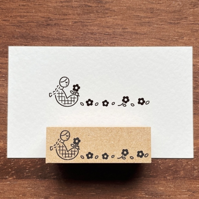 Stamp Marche Girl Rubber Stamp - Row Of Flowers