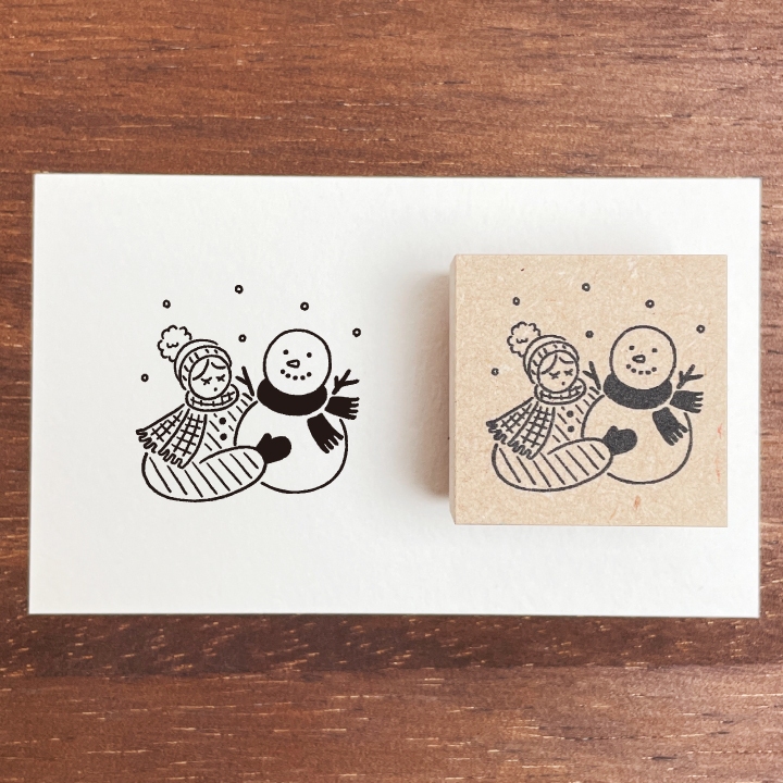 Stamp Marche Girl Rubber Stamp - Snowman