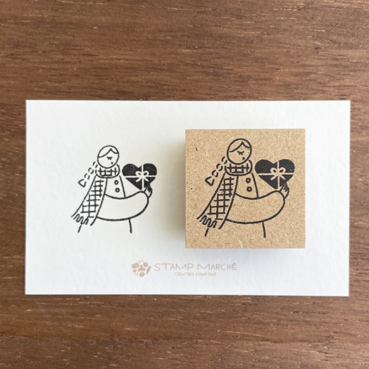 Stamp Marche Girl Rubber Stamp - Chocolate