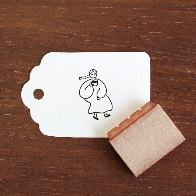 Stamp Marche Small Rubber Stamp - Drinking Coffee