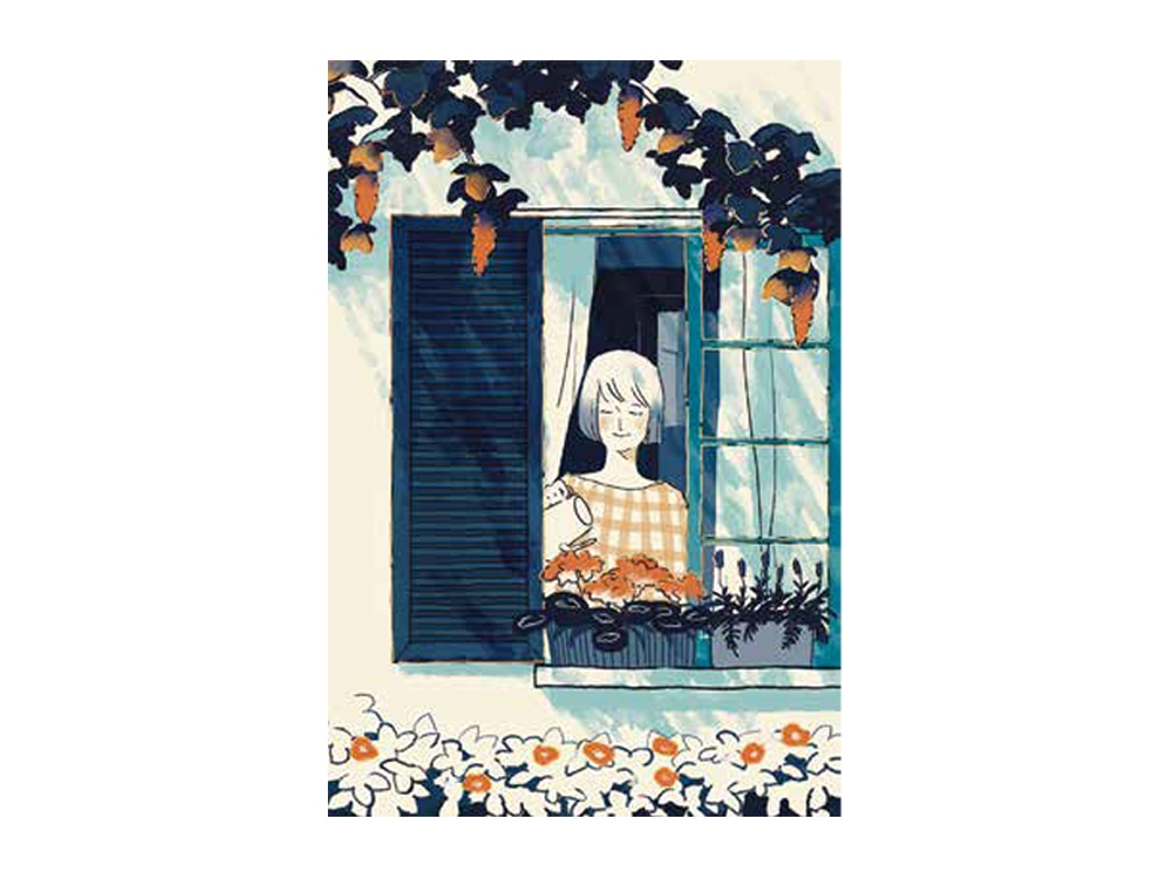 Cozyca x Sayuri Fujimaki Postcard - Window Watering Can