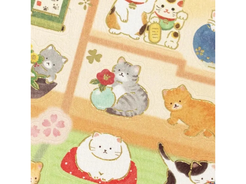 NB Co. Paper Stickers - Cats in Japanese Style Room