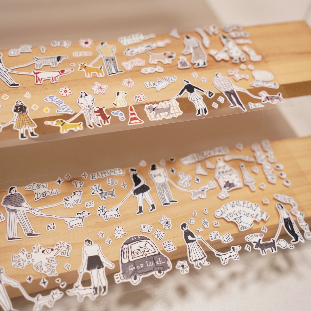 Wanle Studio Kiss-Cut Washi Tape - Walking With Dog