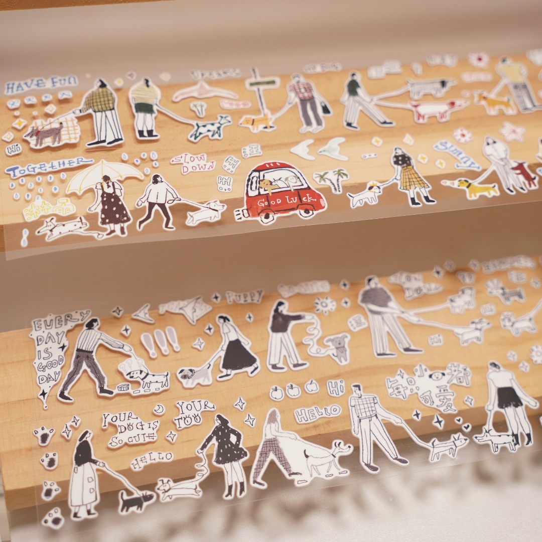 Wanle Studio Kiss-Cut Washi Tape - Walking With Dog