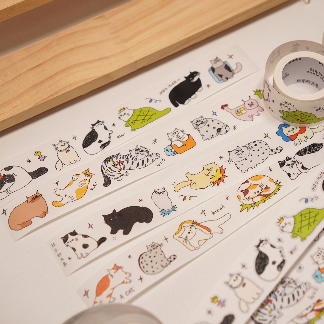 Wanle Studio Kiss-Cut Washi Tape - Our Cat