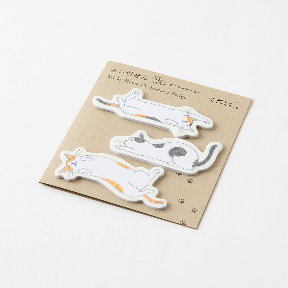 Midori Sticky Notes - Relaxed Cat Index Markers