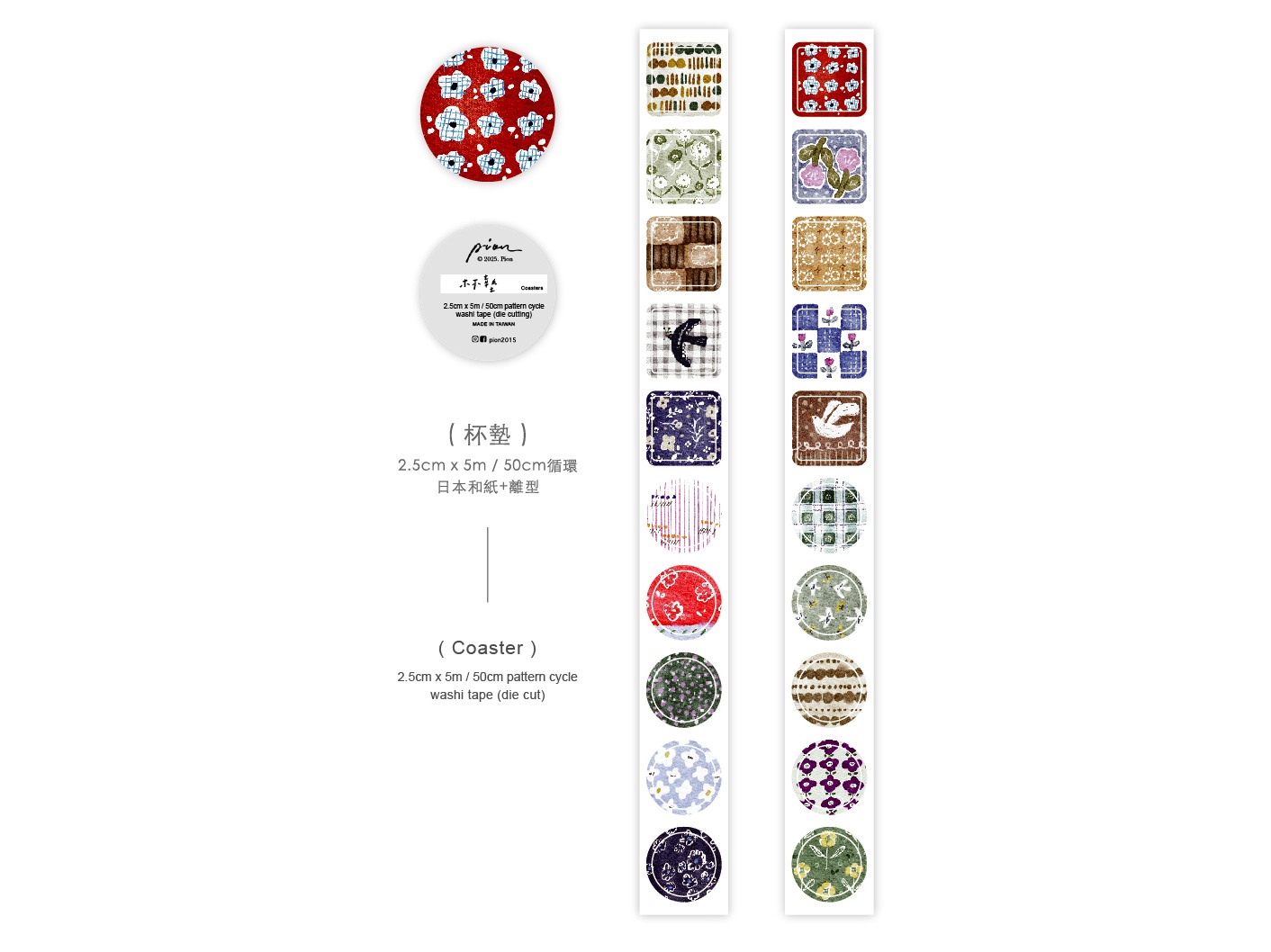 Pion Die-Cut Washi Tape - Coaster