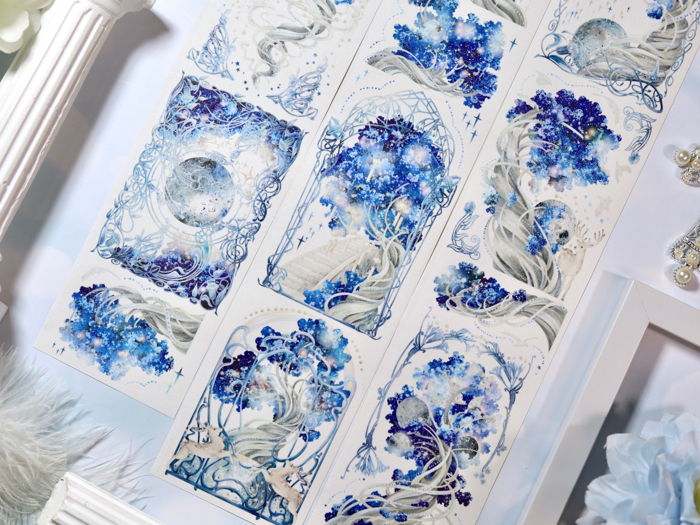 Shine Washi Tape Sample - World Tree Blue