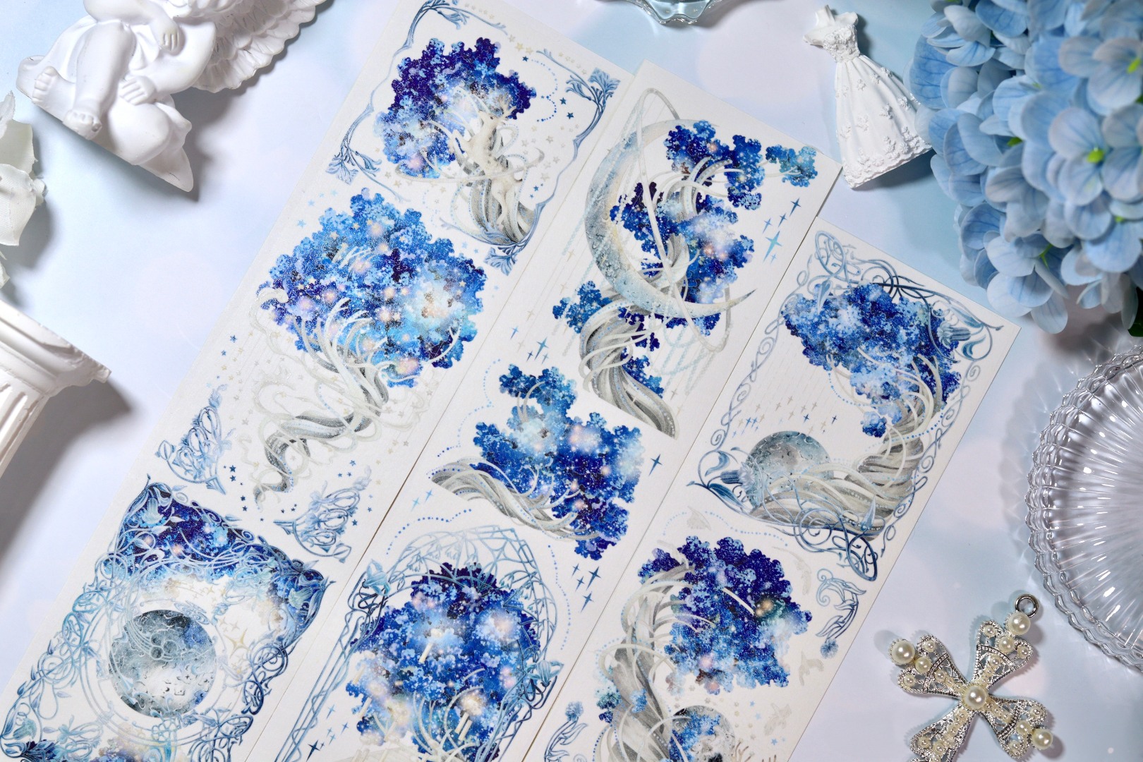 Shine Washi Tape Sample - World Tree Blue