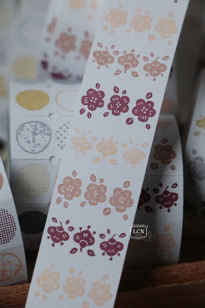 LCN Label Sticker Roll - Spring Flower Red Tone