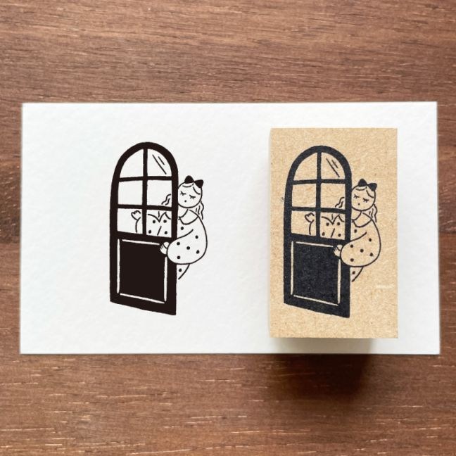 Stamp Marche Rubber Stamp - Peeking From The Door