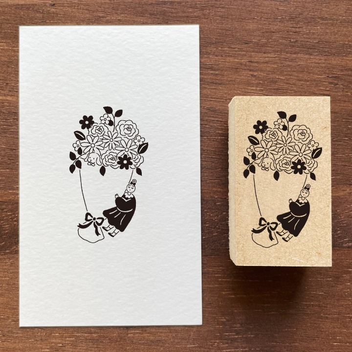 Stamp Marche Rubber Stamp - Maru-chan and the Bouquet