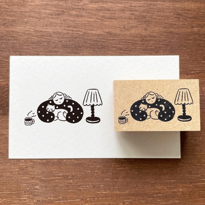 Stamp Marche Rubber Stamp - With Coffee and a Cat