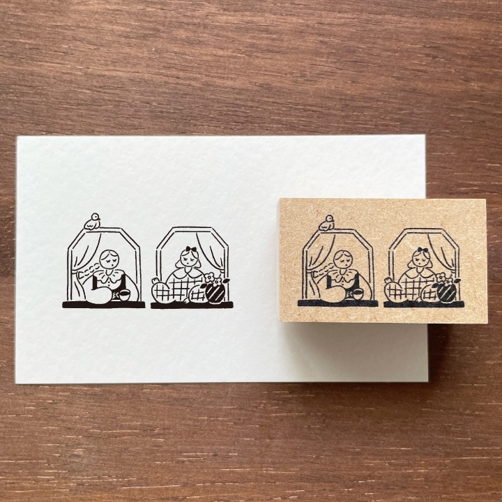 Stamp Marche Rubber Stamp - Chatting by the Window