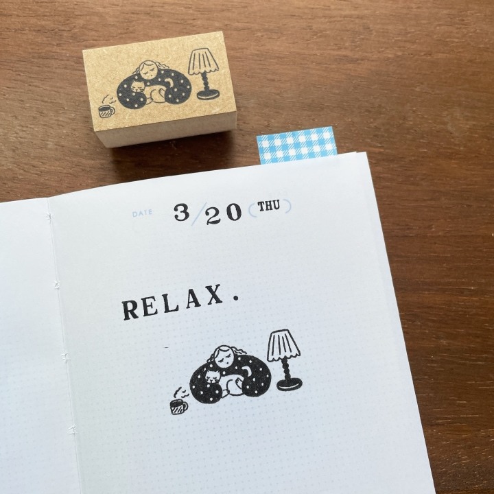 Stamp Marche Rubber Stamp - With Coffee and a Cat