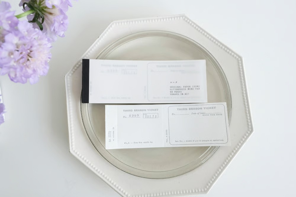 Yohaku Letterpress Memo Pad M167 - Ticket Grey