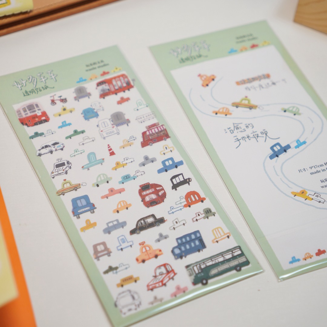 Wanle Studio Clear PET Stickers -  Many Cars