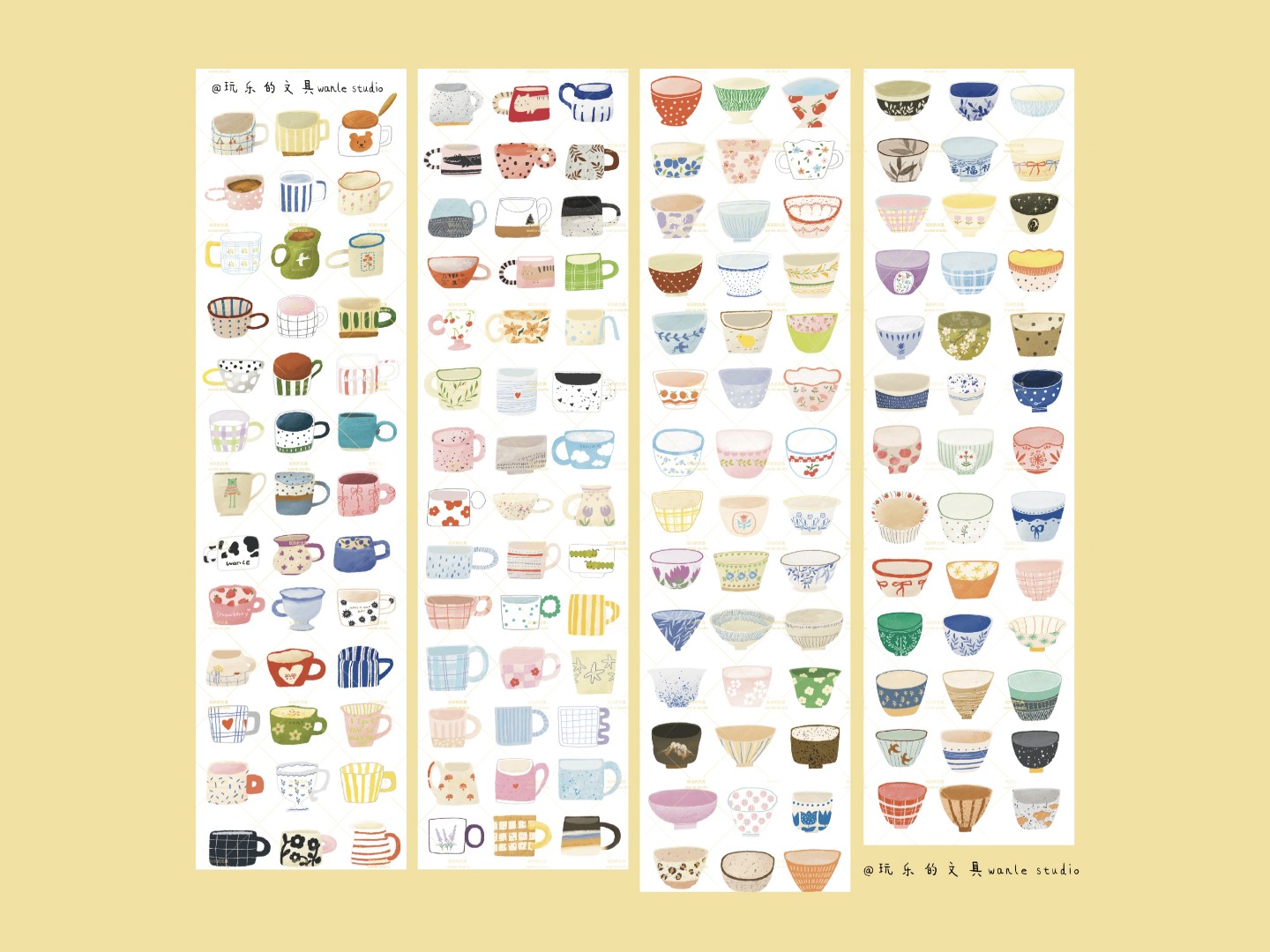 Wanle Studio Die-Cut Washi Tape - Many Mugs And Cups