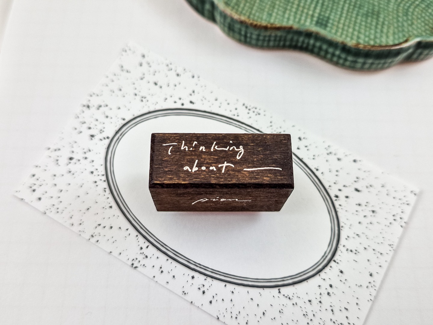 Pion Wooden Rubber Stamp Text - Thinking About