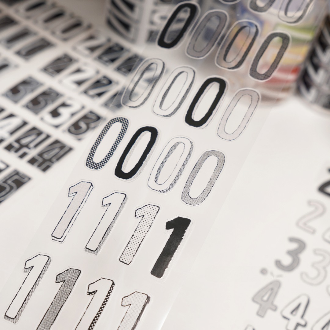 Wanle Studio Die-Cut Tape - Long Numbers Black And White