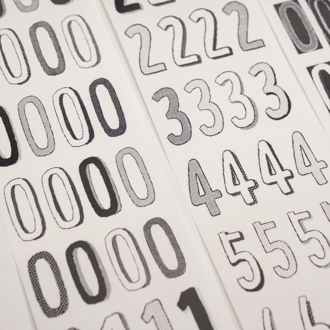 Wanle Studio Die-Cut Tape - Long Numbers Black And White
