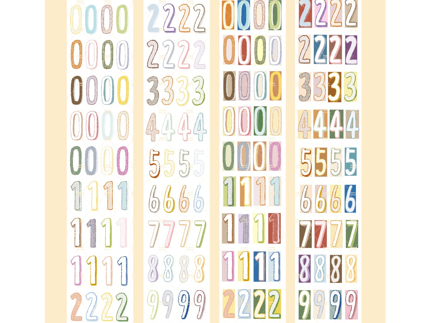 Wanle Studio Die-Cut Tape - Long Numbers Color