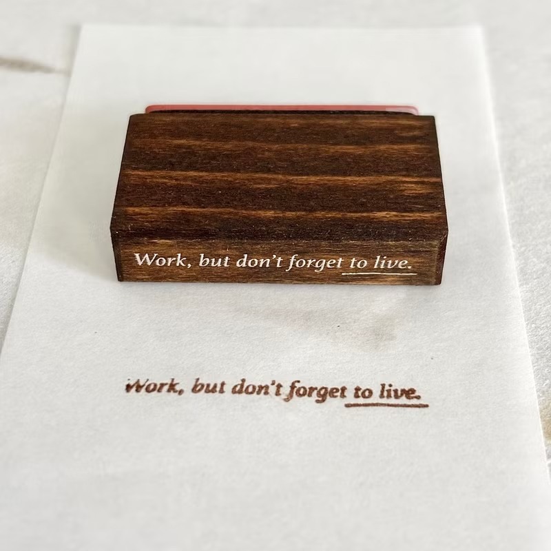 Pion Wooden Rubber Stamp Text - Work