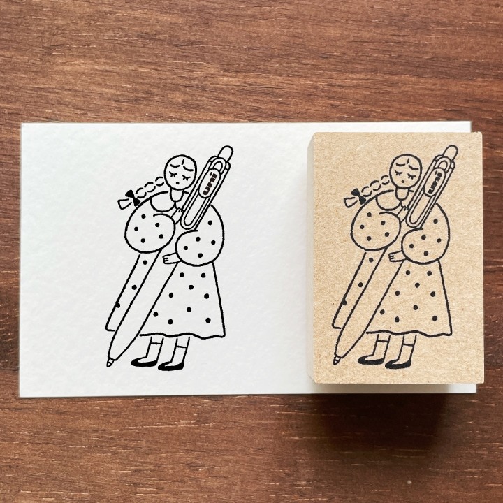 Stamp Marche x Mitsubishi Uni-Ball Rubber Stamp - Girl With Pen
