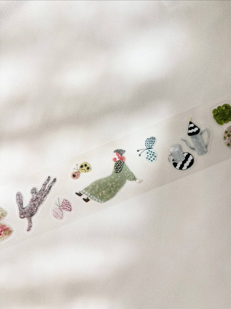 Pion Kiss-Cut Glossy PET Tape Mini Girl - Fabric