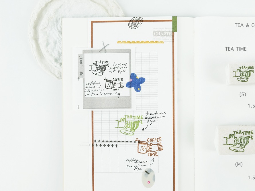 Kurukynki Wooden Rubber Stamp - Tea And Coffee Time