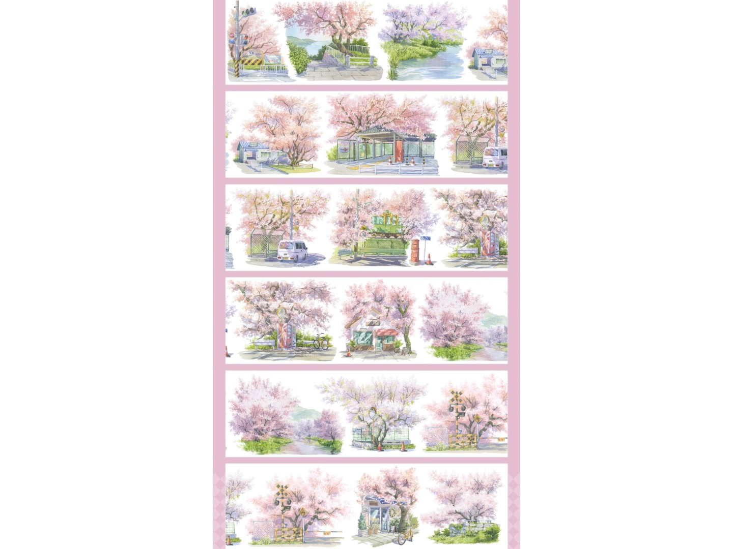 Tournesol Washi Tape Sample - Cherry Town at Dusk