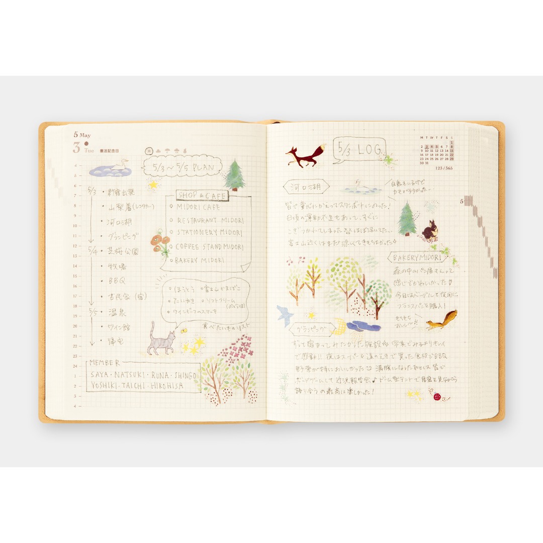 MIDORI HIBINO Diary 2026 A6 Two-Pages-Per-Day Planner - Grey Limited