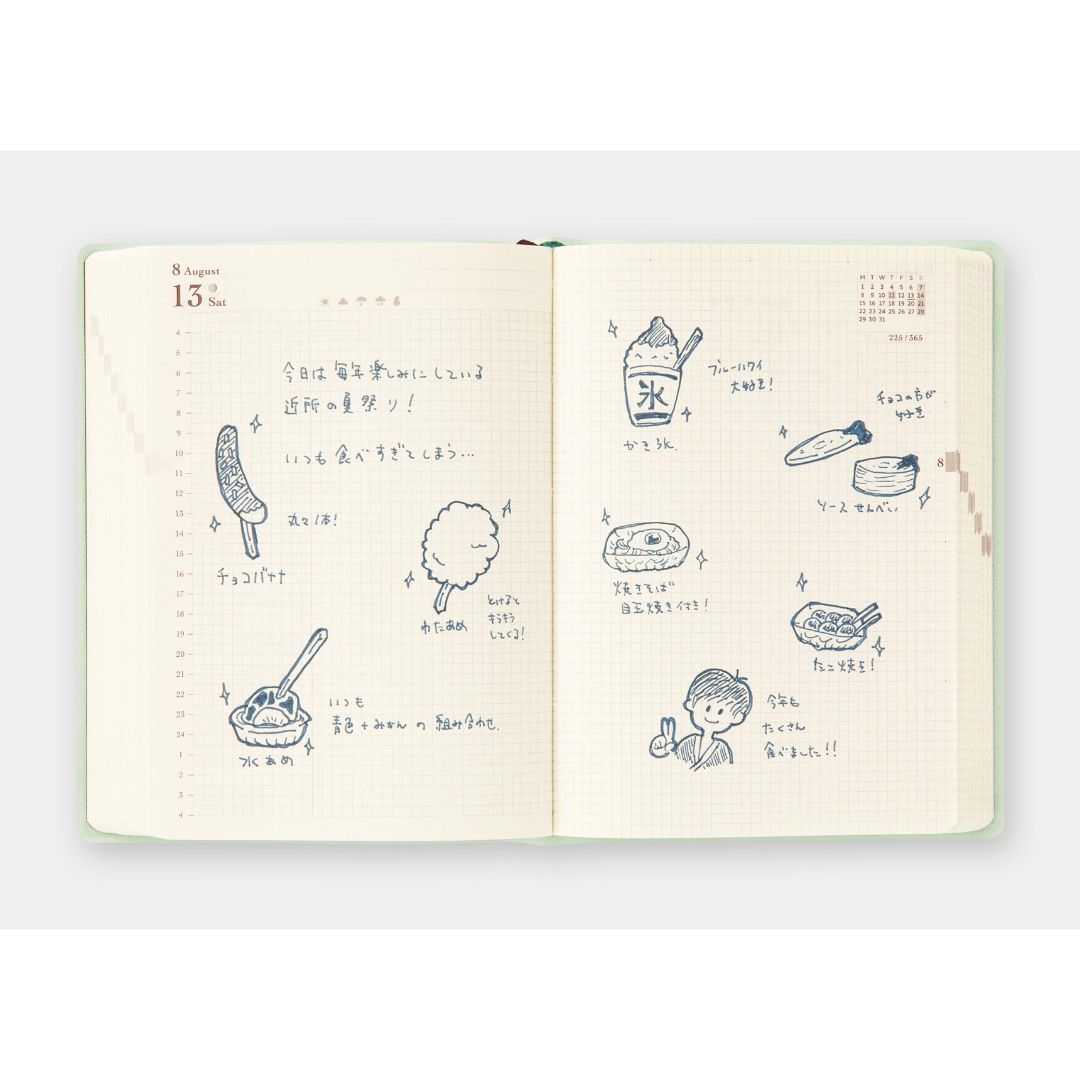 MIDORI HIBINO Diary 2026 A6 Two-Pages-Per-Day Planner - Grey Limited