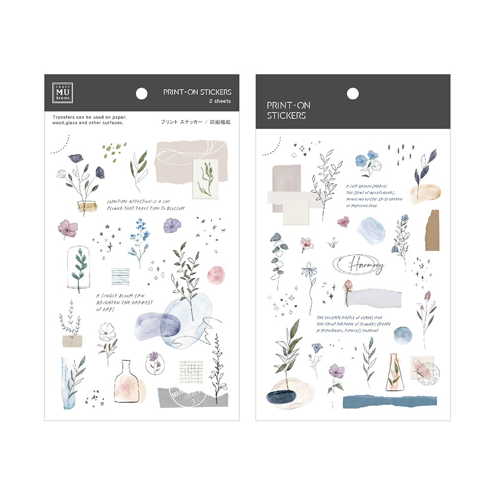 MU Print-On Transfer Stickers 269 - Watercolor Botanical