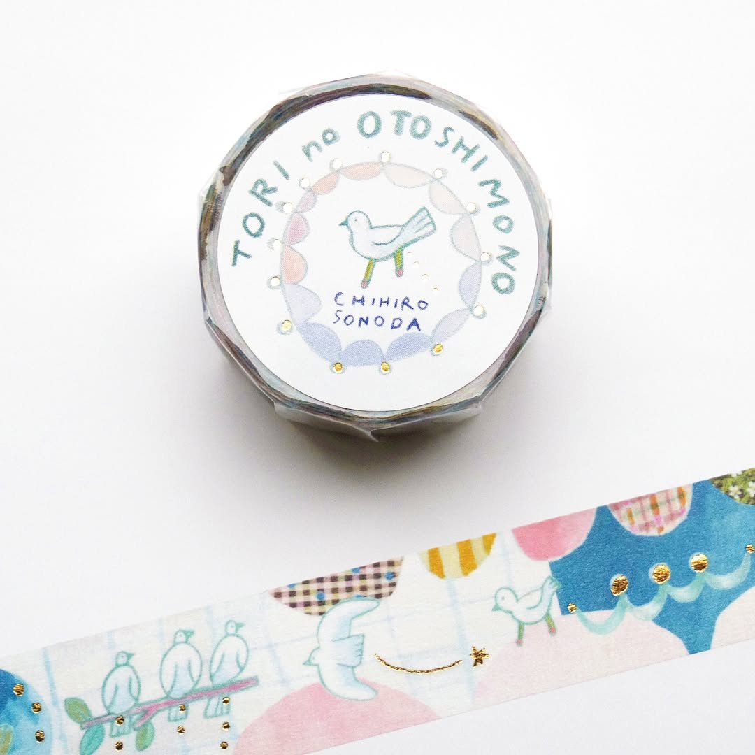 Cozyca x CHIHIRO SONODA Foil-Stamped Masking Tape - TORI no OTOSHIMONO