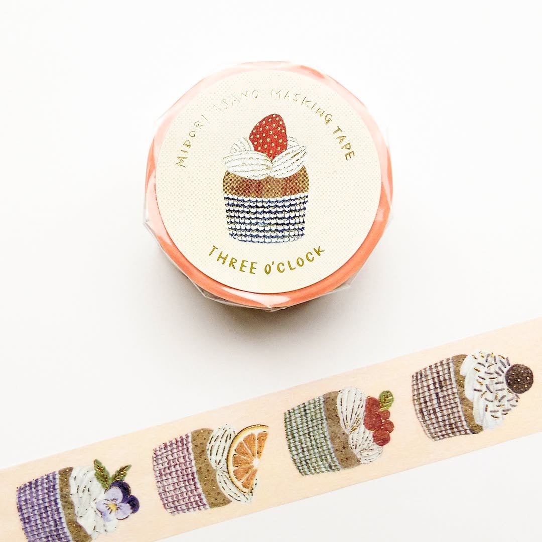 Cozyca x Midori Asano Foil-Stamped Masking Tape - Three O'Clock