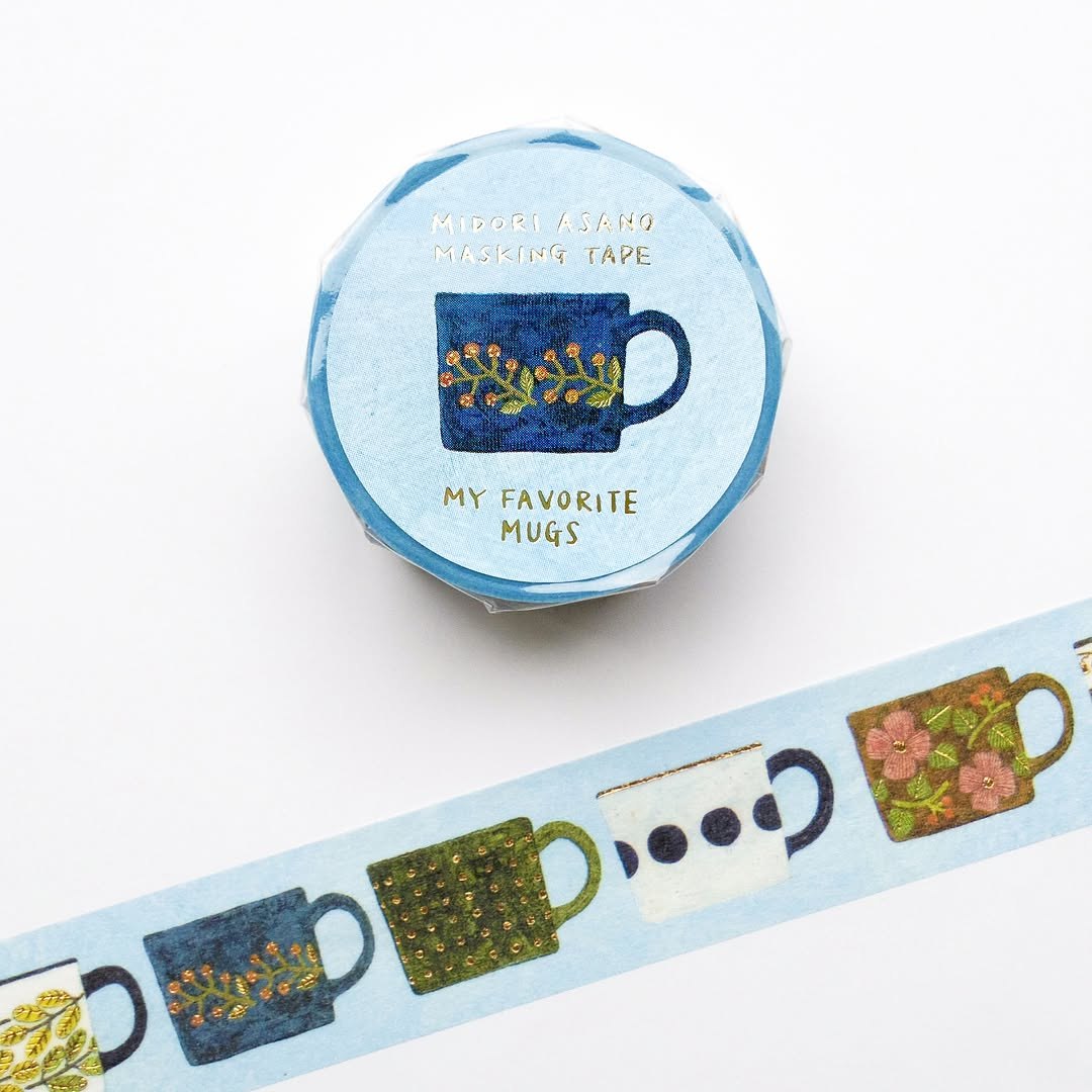 Cozyca x Midori Asano Foil-Stamped Masking Tape - My Favorite Mugs