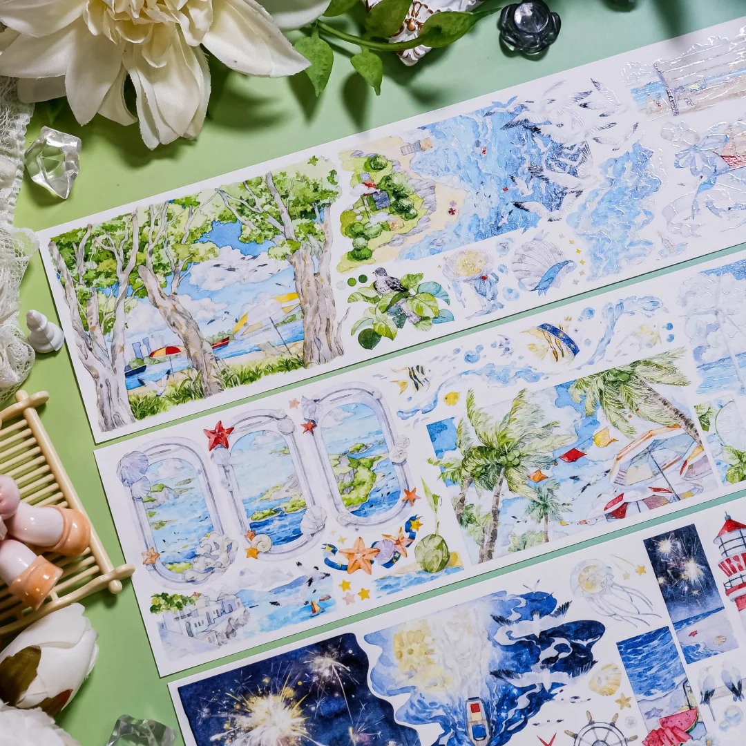 Shine Washi Tape Sample Blue Island - Chasing Waves