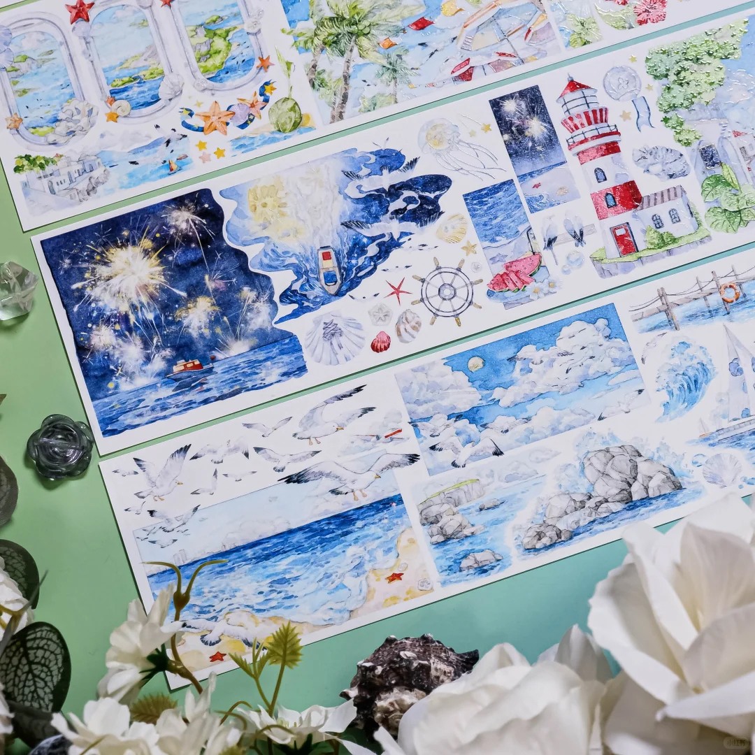 Shine Washi Tape Sample Blue Island - Chasing Waves