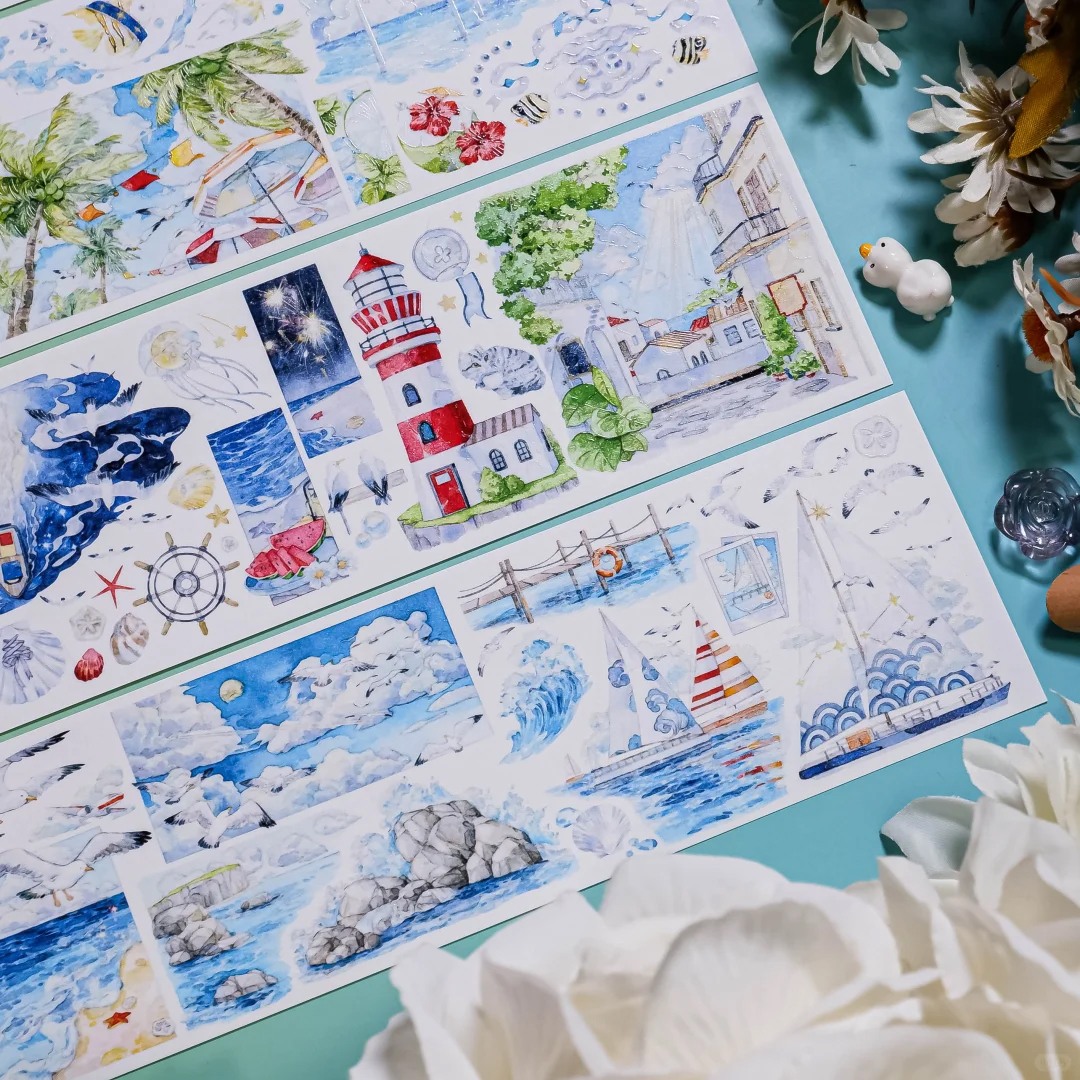 Shine Washi Tape Sample Blue Island - Chasing Waves