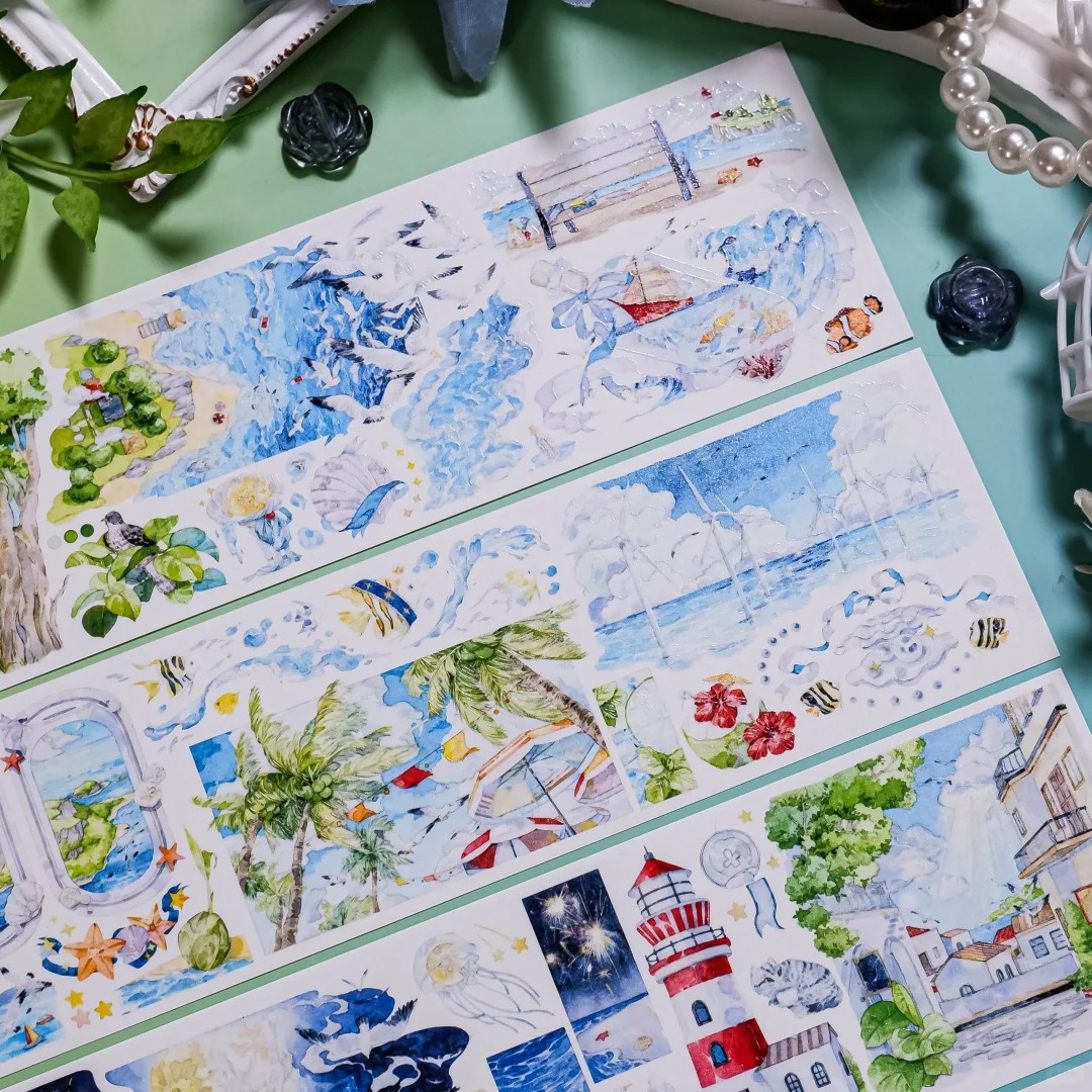 Shine Washi Tape Sample Blue Island - Chasing Waves