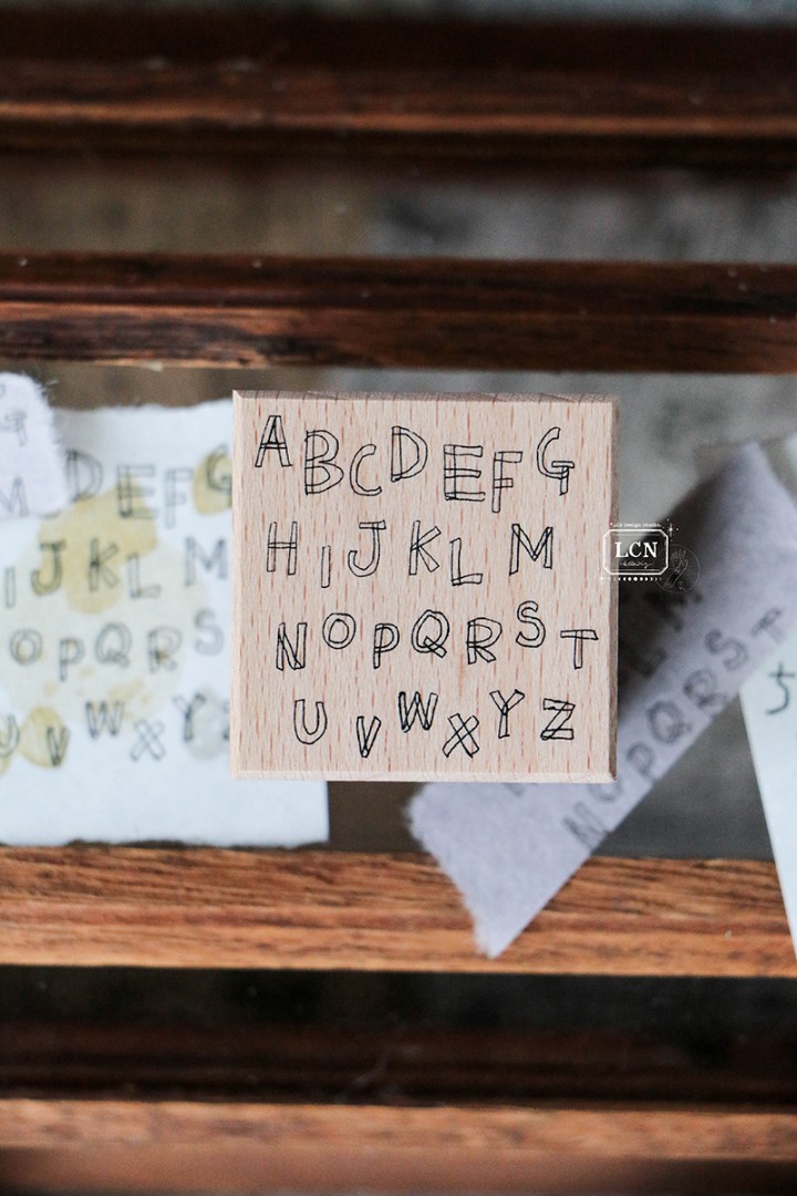 Lin Chia Ning Wooden Rubber Stamp - Hand Drawn Alphabets