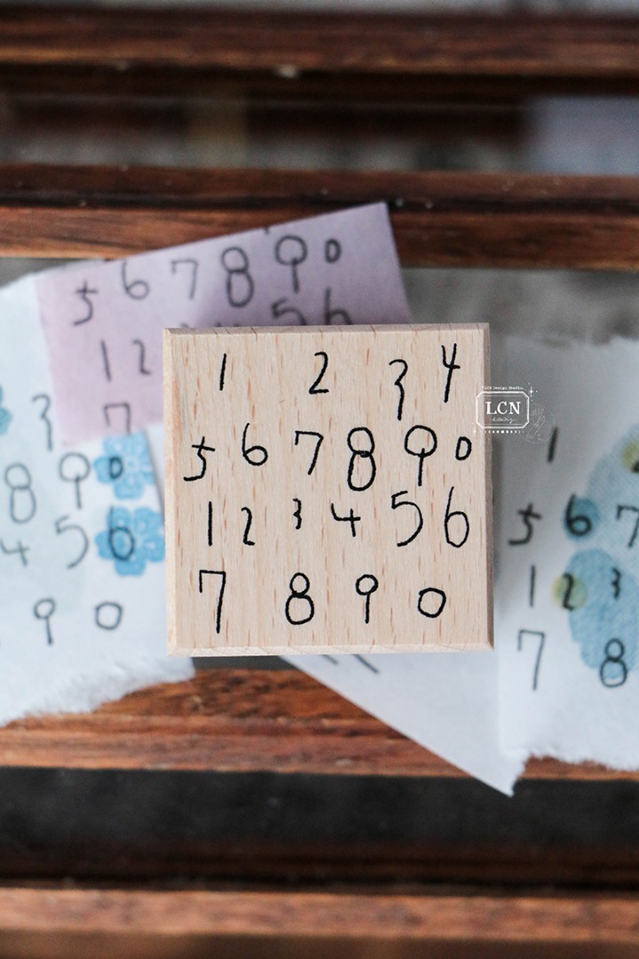 Lin Chia Ning Wooden Rubber Stamp - Hand Drawn Numbers