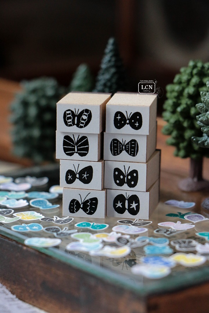 Lin Chia Ning Wooden Rubber Stamp Set - Butterflies